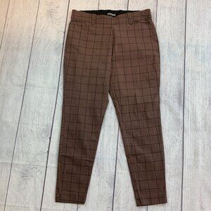 Maurices Pants sz Large Reg 12 Brown Check Inseam 28.5" Skinny Pull on Style